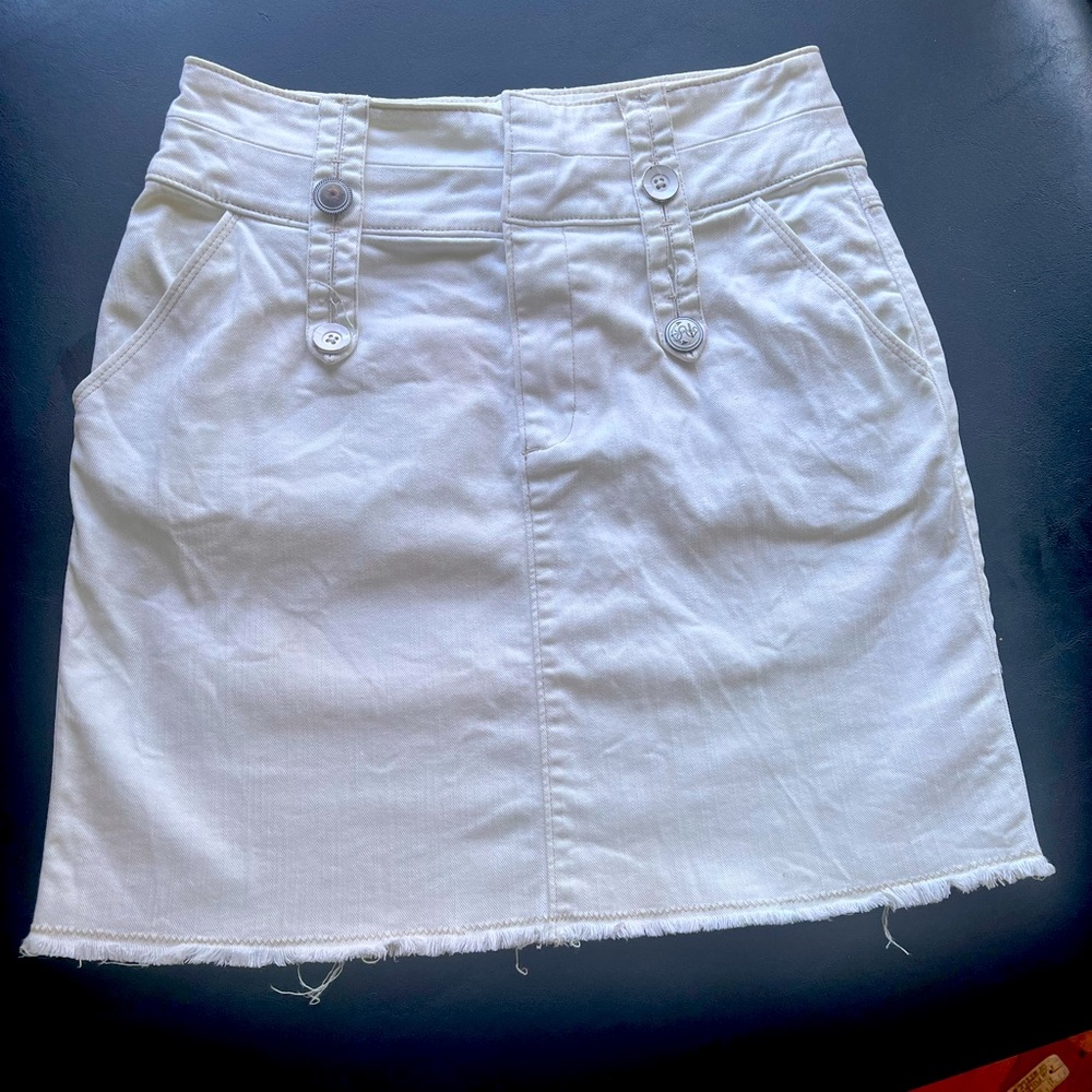 Anthropology Ett TWA thick gage off white denim short skirt. Size 2